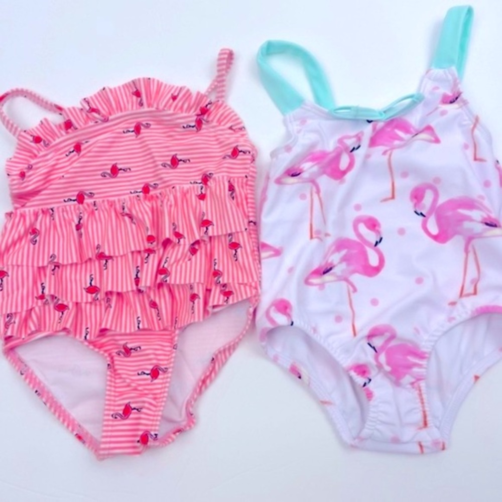 Baby Girl’s (2) Flamingo One Piece Swimsuits NWT